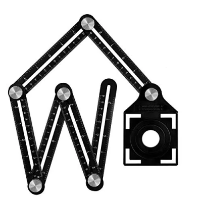 Imagen de Regla de Medición Herramienta Plantilla, Plegable Multi Angulo Medidas para Artesano, Constructor, Carpintero, Arquitecto【Aleación Aluminio】