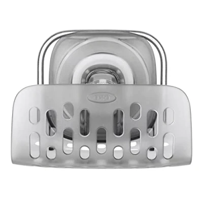 Imagen de OXO Good Grips Recipiente para estropajos de cocina con ventosa StrongHold, ranuras drenaje y apto lavavajillas