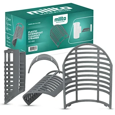 Imagen de Millto™ Filtro de Tubo Lluvia Colador Bajada 110mm Rejilla para Bajantes Trampa Hojas Guarda Canalón Protección Previene la Obstrucción Retención Ramas Residuos