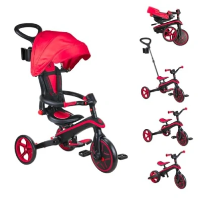 Imagen de Globber Tricycle Explorer 4 en 1 Triciclo Plegable y escalable draisiana para niños de 10 Meses a 5 años