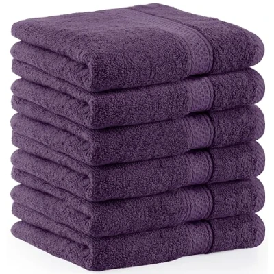 Imagen de Utopia Towels Juego de 6 Toallas Mano (50 x 100 cm), Toalla Manos Altamente Absorbentes con Gancho, 100% Algodón (Ciruela)
