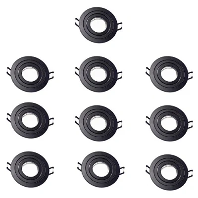 Imagen de 10 Unidades Wonderlamp Foco empotrable Classic Redondo con Portalámparas GU10, Ángulo basculación 30, 230V, Diametro 9.3 x 2.5 cm, Negro II
