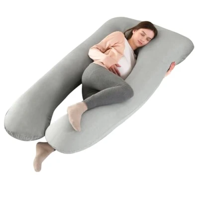 Imagen de SHANNA Almohada de Embarazo, Extragrande para Adultos, Corporal Maternidad y Sleep Confort, en Forma U, con Fresco Funda Extraíble Lavable, 70 x 145 cm