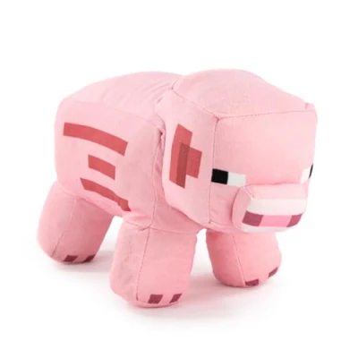 Imagen de BARRADO Peluche Personajes Videojuego Minecraft Enderman, Llama, Ocelot, Cerdo, Steve, Alex, Creeper, Lobo Calidad Super Soft (Cerdo)