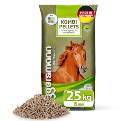 Imagen de Eggersmann My Horse pienso Combinado en pellets 6 mm 25 kg Compuesto granulado para Caballos y Ponis complemento Ideal la alimentación con Avena heno