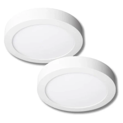 Imagen de Jandei Pack 2 x Downlight LED Superficie, 18W, 1440 Lumen, Forma Redonda, Montaje en superficie sin atornillar, Tamaño Ø210x28 mm, Color de Luz Blanco Neutro 4200K, Transformador Incluido