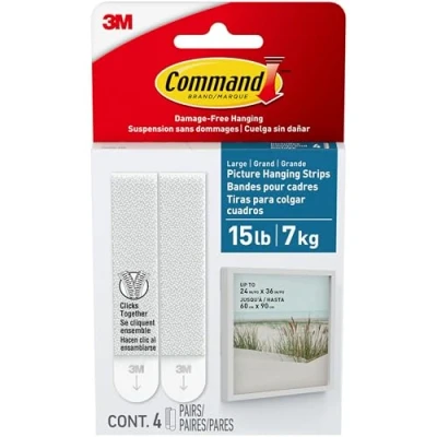 Imagen de Command Bath Picture Hanging Strips, Large, White, 4 Water Resistant Strips (17206B ES)