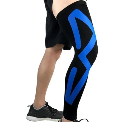 Imagen de AYWTIUN Medias de Compresion Manga compresión Pierna Completa for Hombre y Mujer, Rodilleras largas, Protector Soporte Correr, Baloncesto Ciclismo, 1 Uds.(Blue,M)