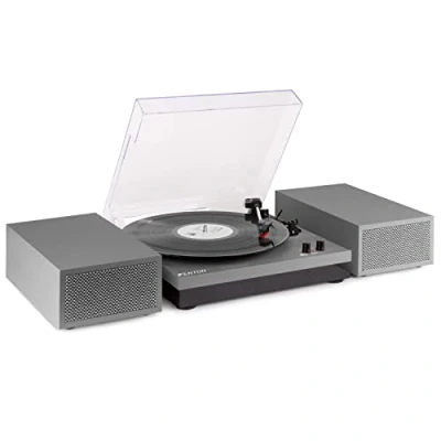 Imagen de Fenton RP165G Tocadiscos de Vinilo Bluetooth con 2 Altavoces Integrados, 3 velocidades 33, 45 y 78 RPM, Reproductor Discos 7, 10 12 Pulgadas, Giradiscos en Color Aluminio