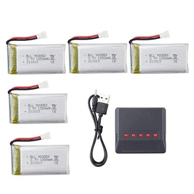 Imagen de 5PCS 3,7V 1200mah batería de litio con U5 en 1 cargador para SYMA X5S X5SC X5SW fotografía aérea quadcopter RC drone