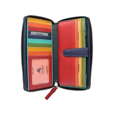 Imagen de VISCONTI Colección Spectrum Iris Monedero de Cuero con una Cremallera Alrededor, RFID SP33 Negro/Hawai