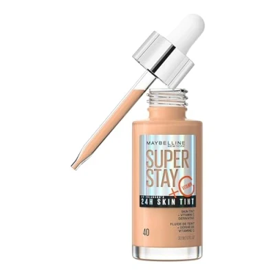 Imagen de Maybelline New York,Base de maquillaje enriquecida con Vitamina C, Hasta 24H, Acabado luminoso, Superstay Skin Tint, Tono 40