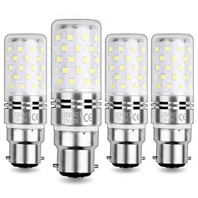 Imagen de HZSANUE B22 Bombillas Maíz LED 12W,Bayoneta Cap LED, 6000K Blanco Frío, 1350LM, Incandescentes de 100W Equivalentes, No Regulable, Paquete 4