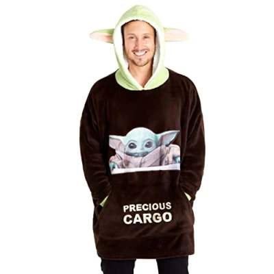 Imagen de Disney The Mandalorian Sudadera Manta Gigante para Hombre de Forro Polar Baby Yoda(Marron/Verde)