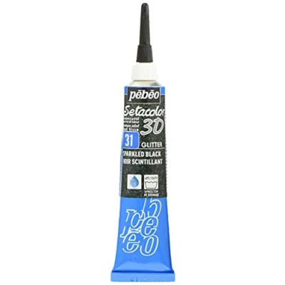 Imagen de Pebeo Setacolor 3D Fabric Paint, 20ml, Glitter Sparkling Black by