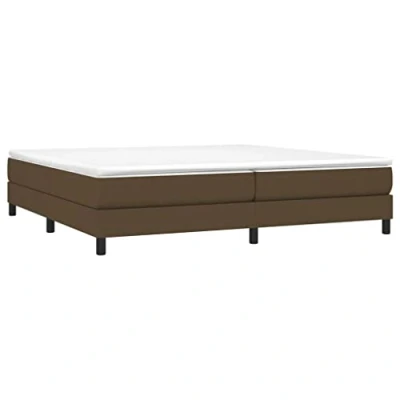 Imagen de vidaXL Estructura de Cama, Somier Matrimonio Listones, Base Cama Tapizada, Mueble para Dormitorio Hogar, Tela Marrón Oscuro 200x200 cm