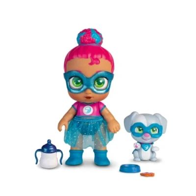 Imagen de Mini muñeca súper linda brillante con cachorro, Kala &amp; Allie, articulada de 12 cm trajes superhéroe y accesorios, adecuada para edades 4 años en adelante