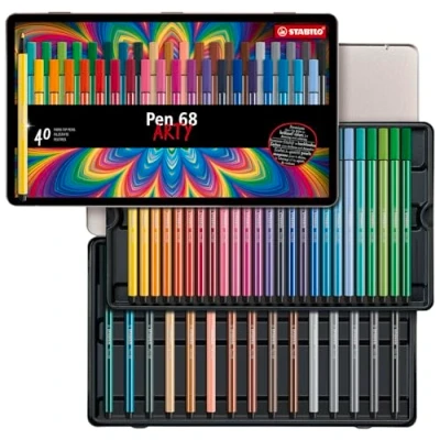 Imagen de Rotulador premium STABILO Pen 68 Estuche de metal con 40 colores, Multicolor