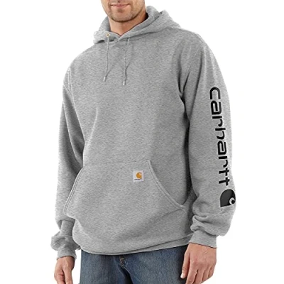 Imagen de Carhartt, Hombre, Sudadera Con Logotipo Gráfico En La Manga, Ajuste Holgado, Tejido De Grosor Medio, Gris jaspeado/negro, L