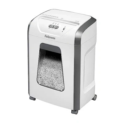 Imagen de Fellowes FS 12C Trituradora de Papel, Corte en partículas, destruye hasta 12 Hojas, destructora Papel Uso Personal, Papelera 19L, Nivel Seguridad DIN P4, Exclusiva Amazon
