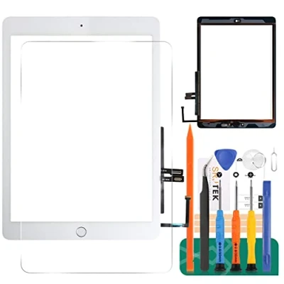 Imagen de Kit de Piezas Repuesto para iPad 9.7 2018 A1893 A1954 Cristal digitalizador Pantalla táctil, 6 A1954, con botón Inicio (no Incluye LCD) (Blanco)