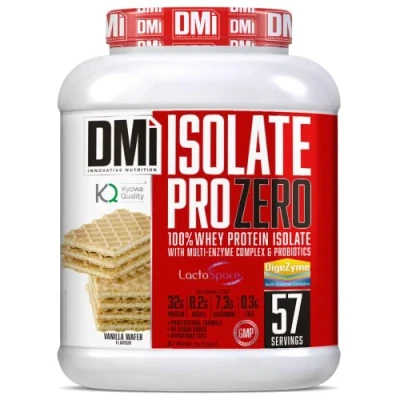Imagen de DMI proteína ISOLATE PRO ZERO para Recuperación y Desarrollo Muscular 100% Aislado de suero con DigeZyme® LactoSpore Sin Azúcares Añadidos (2 Kg, Vanilla Wafer)