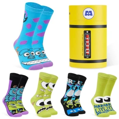 Imagen de Disney Calcetines de Media Pantorrilla Hombre, Pack 5 Divertidos con Dibujos, Regalos Frikis para Hombres (Multicolor Monsters Inc)