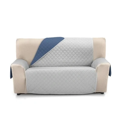 Imagen de Martina Home Cubre Sofá Acolchado Reversible Ámbar 2 Plazas XL Gris/Azul