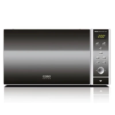 Imagen de CASO Microondas MCG30 Ceramic Chef 3 en 1 con parrilla y aire caliente, 2100 W, 30 L, base de vidrio borosilicato, para 2 niveles, función horno hasta 200 C, acero inoxidable, plateado