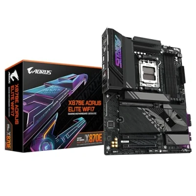 Imagen de GIGABYTE Placa Base X870E AORUS Elite WIFI7 Compatible con CPUs AMD Ryzen 9000, VRM Digital de 16+2+2 Fases, hasta 8000MHz DDR5 (OC), 3xPCIe 5.0, Wi Fi 7, LAN 2.5GbE, USB 4
