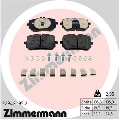 Imagen de ZIMMERMANN 22942.195.2 Juego de pastillas freno preparado para indicador desgaste con tornillos Foto correspondiente a la entrega, muelle