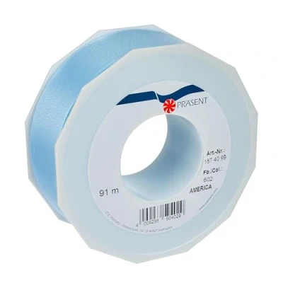 Imagen de C.E. PATTBERG cinta regalo color azul claro, 91 m de embalar para rizar, 40 mm ancho manualidades, decoración y envolver regalos cualquier ocasión