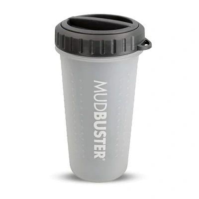 Imagen de Dexas Lidded MudBuster Limpiador portátil para patas de perro, color gris claro, grande con tapa
