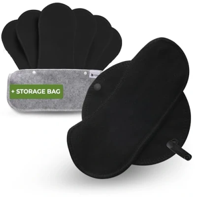 Imagen de Natissy Salvaslip Reutilizable; 7 Pack (M) Algodón Orgánico HECHAS EN LA UE; Compresas Lavables Sanitarias sin PUL; Tela para el uso diario y flujo blanco, NO menstruación