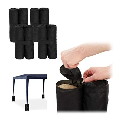 Imagen de Relaxdays Peso para Carpa, Pesas Patas, Rellenar con Arena, 10 kg por Pata, 4 Uds., Negro