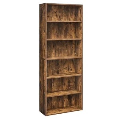 Imagen de VASAGLE Librería de 6 Niveles, Estantería Libros, Organizador con Compartimentos, Estantes Abiertos y Ajustables, para Sala Estar, Oficina, Dormitorio, Marrón Rústico LBC166X01