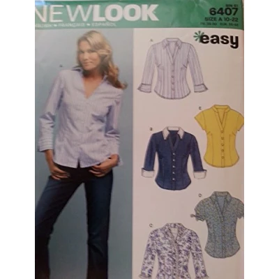 Imagen de New Look Patrón de Costura 6407: Camisetas para Mujer, Talla A, Algodón, Blanco, A (10 12 14 16 18 20 22)