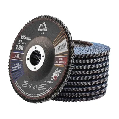 Imagen de Merryland Disco De Láminas Lijadoras 125 Metal para Amoladora Angular, 125mm Grano 80 T29 10 Piezas, Corindón Circonio Azul Acero INOX Hierro, Craft Line FC1108414