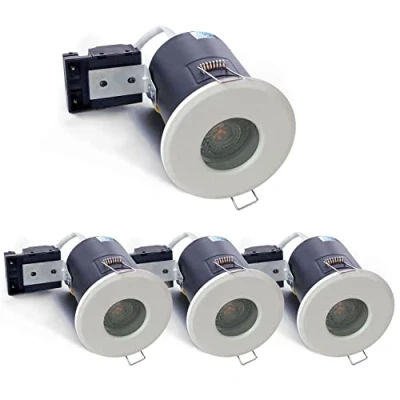 Imagen de Sweier Focos Empotrable Ignífugo GU10, Blanco IP65 Techo Estanco Baño, AC220 240V Downlight LED Interior, Agujero ø68 75mm, Juego de 4(Bombilla no incluida).