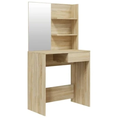 Imagen de vidaXL Tocador con Espejo Mesa Maquillaje Mueble Dormitorio Vestidor Cajones Moderno Almacenamiento Básicos Diarios Color Roble Sonoma