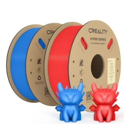 Imagen de Creality Official Hyper Pla Filament Rojo+Azul 2kg, Filamento de Impresora 3D para Impresión Alta Velocidad, Suave, Rendimiento Voladizo Precisión Dimensional +/ 0.03mm, 2 Rollos