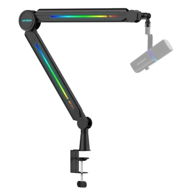 Imagen de IXTECH brazo de micrófono RGB perfil alto, soporte superior para escritorio, ajustable con transmisión en