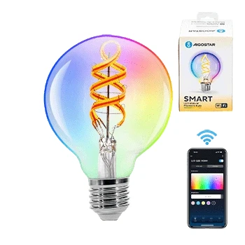 Imagen de Aigostar Bombilla Inteligente Alexa, LED E27 RGBW 4.9W 420LM, Globo G80 2700K, WIFI Vintage Compatible con Alexa/Google Home, Filamento Luz Cálida, 1 Unidad