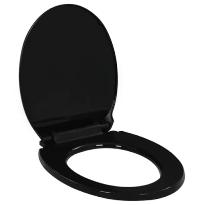 Imagen de vidaXL Tapa de Inodoro Cierre Suave y Desenganche Rápido Negra Baño Váter Estándar Accesorios Fontanería Ideal Hogar Restaurante Hotel Comercio