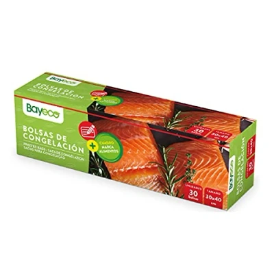 Imagen de Bayeco Bolsa de Congelación Grandes Ideales para congelar alimentos Clasifica fácilmente tus congelados Extraresistentes Cómodo dispensador Tamaño 30 x 40 cm Pack unidades