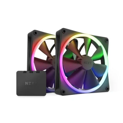 Imagen de Nzxt F140 RGB Fans RF R14DF B1 Personalización de iluminación avanzada Enfriamiento silencioso como un susurro Doble (ventilador y controlador INCLUIDOS) Ventilador 140mm Negro