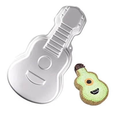 Imagen de Molde de pastel aluminio Forma guitarra 3D para hornear cumpleaños DIY Suministros cocina