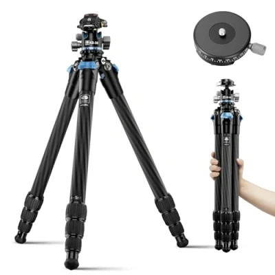 Imagen de SIRUI 50.7 Trípode de Viaje Fibra Carbono, Compacto Profesional para Cámara con Cabeza Bola Perfil Bajo, QR Placa Arca, Carga hasta 33lbs/15kg, AM 284+KS 30