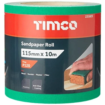 Imagen de TIMCO 231823 Rollo de papel lija (grano 120, 115 mm x 10 m), color verde
