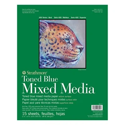 Imagen de Strathmore 400 Series Toned Mixed Media Pad, papel, azul acero, 9&quot; x 12&quot;